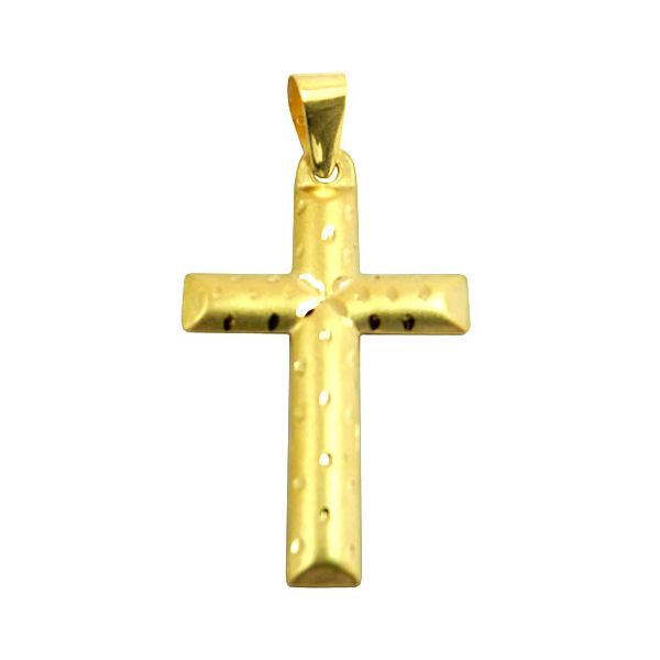 Pingente de Cruz sem Cristo em Ouro 18K Fosca e Diamantada