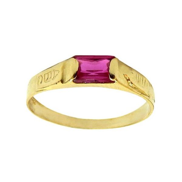 Anel ABC Infantil de Ouro 18K com Pedra Sintética
