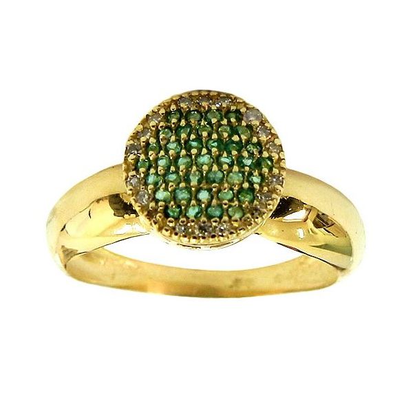 Anel Chuveiro de Ouro 18K com Brilhantes e Esmeraldas