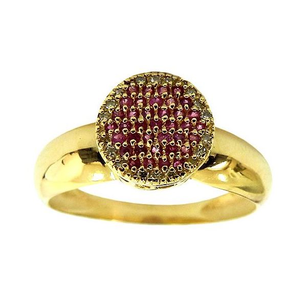 Anéis Chuveiro Ouro 18K com pavê de Diamantes e Rubis