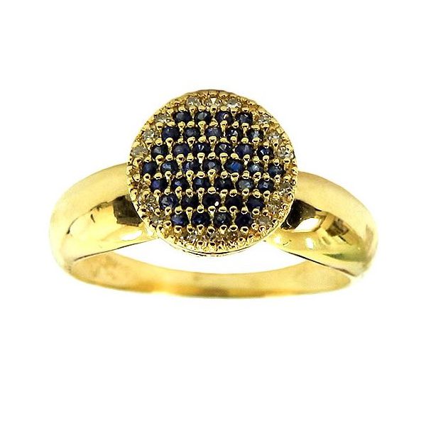 Anel Feminino de Ouro 18K com Brilhantes e Safiras Azuis