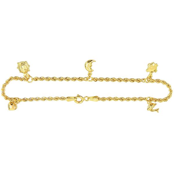Pulseira Italiana Especial com Pingentes Ouro 18K