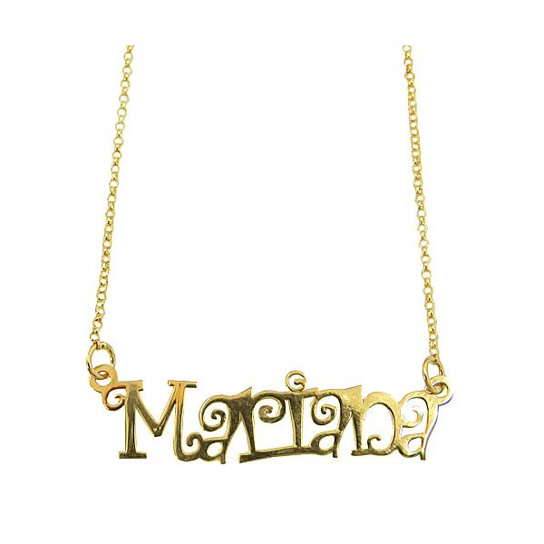 Gargantilha Personalizada com Nome Manuscrito de Ouro 18K 
