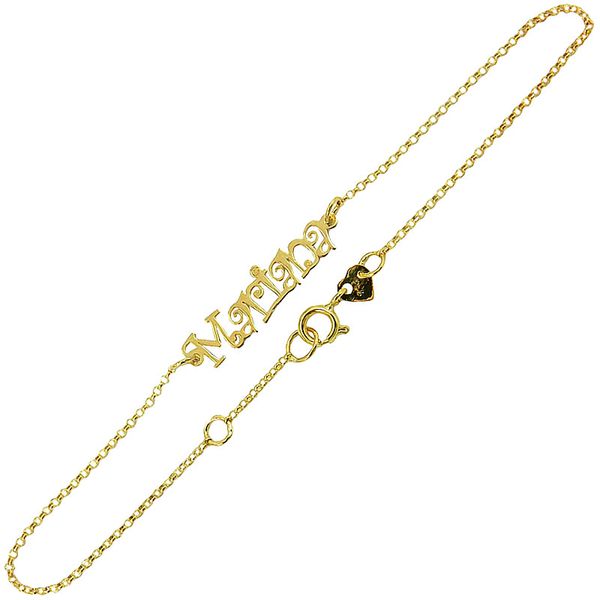 Pulseira Personalizada com Nome Manuscrito de Ouro 18K 