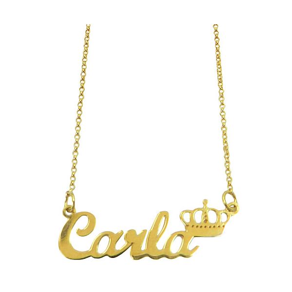 Gargantilha Princesa com Nome Manuscrito em Ouro 18K