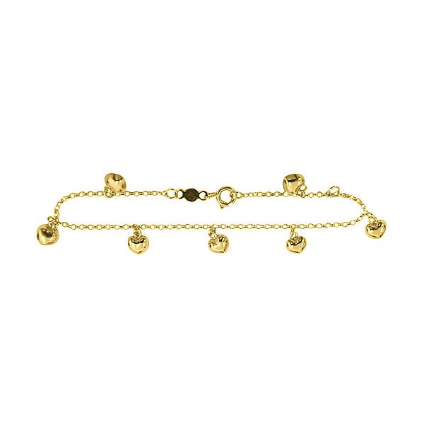 Pulseirinha Infantil de coração Ouro 18K 