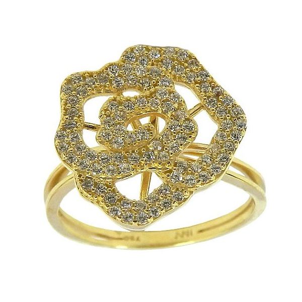 Anéis de Flores em Ouro 18K cravejado com Pedras