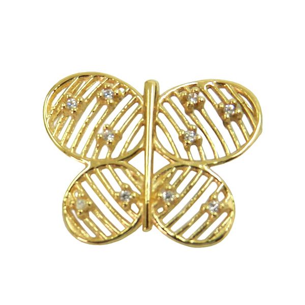 Pingente Borboleta de Ouro 18K cravejado com Zircônia