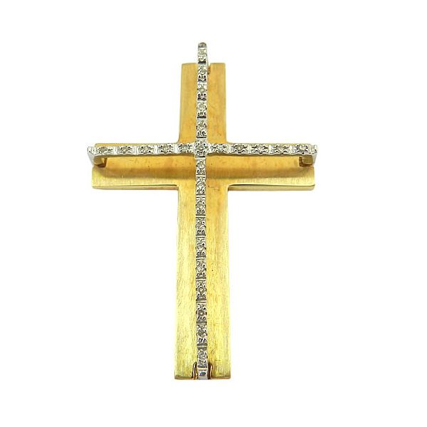 Cruz Retangular em Ouro 18k com Brilhantes 6,8g