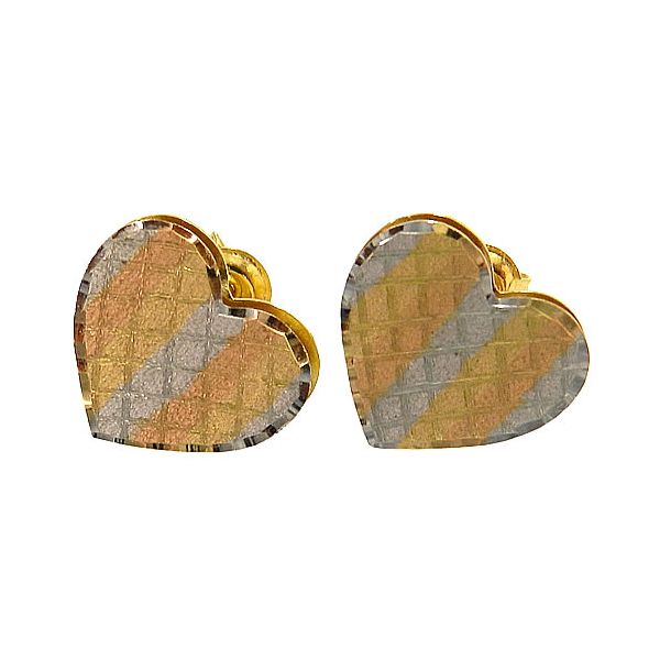 Brinco de Coração em Ouro 18K Tricolor