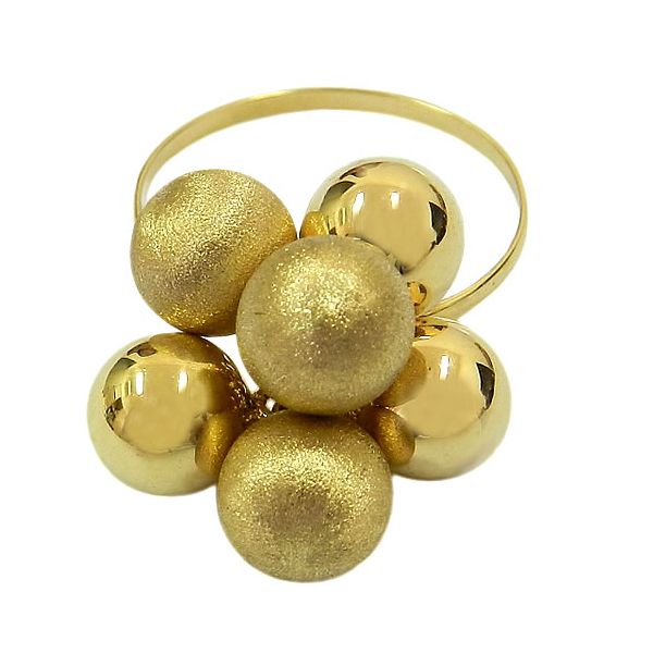 Anel com Pingente de Bolinhas em Ouro 18K