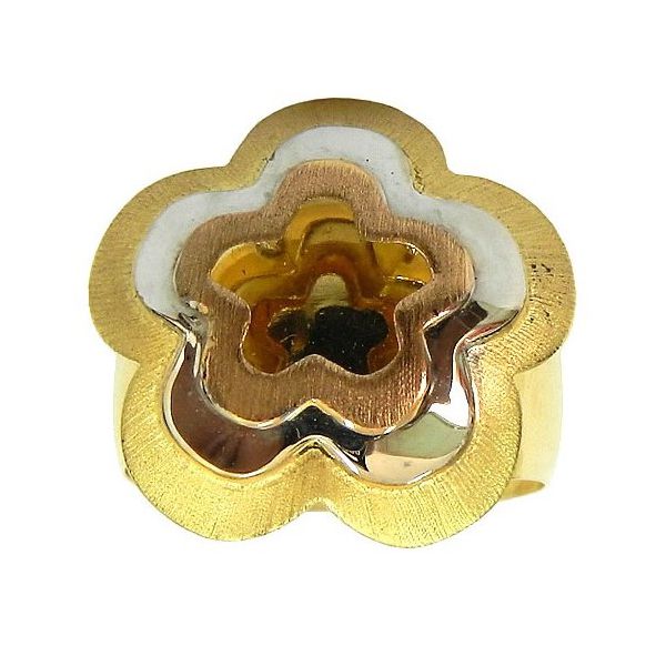 Anel Feminino de Flor em Ouro 18K 3 Cores