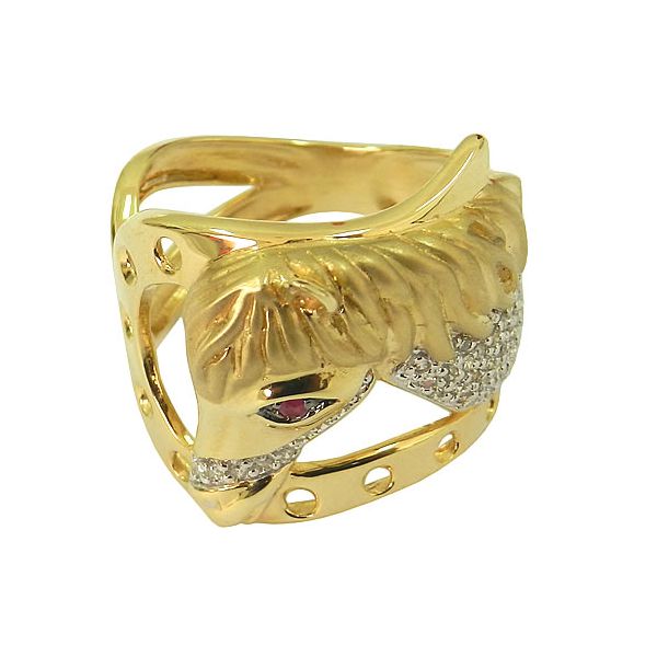 Lindo Anel de Cavalo em Ouro 18K com Diamantes
