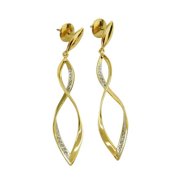 Brinco Comprido em Ouro 18K com 16 Brilhantes