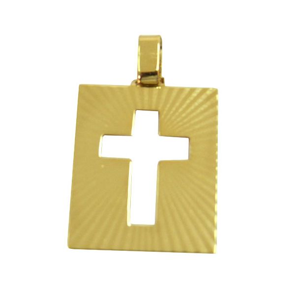 Pingente Quadrado em Ouro 18K Cruz Vazada