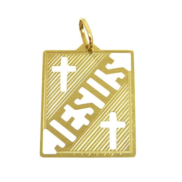 Medalha Quadrada em Ouro 18K Jesus
