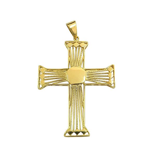 Pingente Grande Cruz Vazada em Ouro 18K