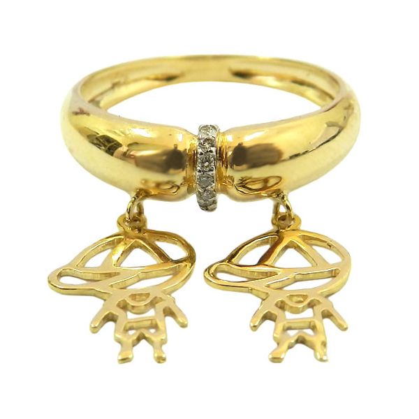Anel com Pingentes de Meninos em Ouro 18K com Brilhantes
