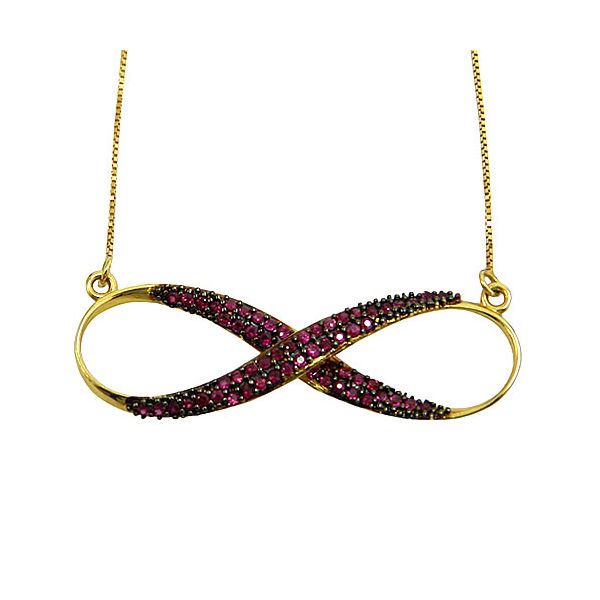 Gargantilha Amor Infinito em Ouro 18k cravejado com Rubis