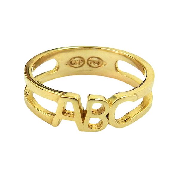 Anel Infantil ABC em Ouro 18K Vazado