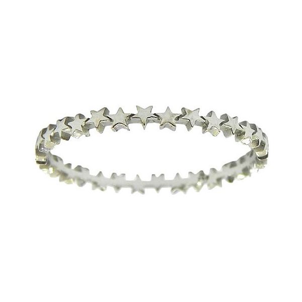 Anel Aparador em Ouro Branco 18K com Estrelas 