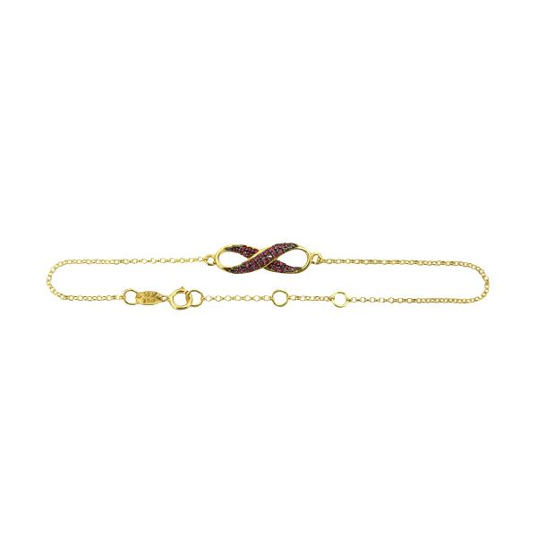 Pulseira Feminina infinito em ouro 18k com Rubis