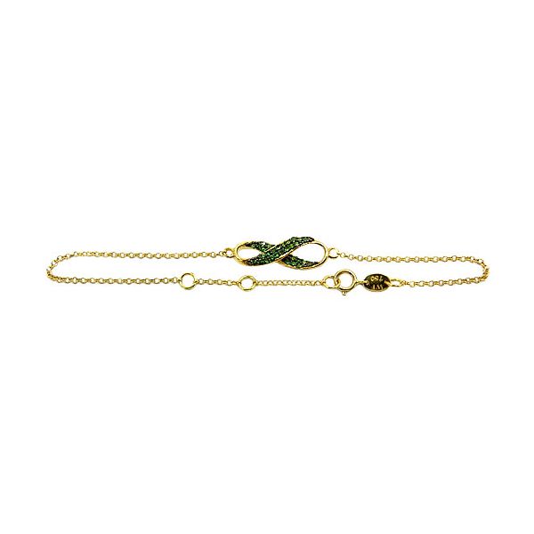 Pulseira infinito amor eterno em ouro 18k com Tsavotita