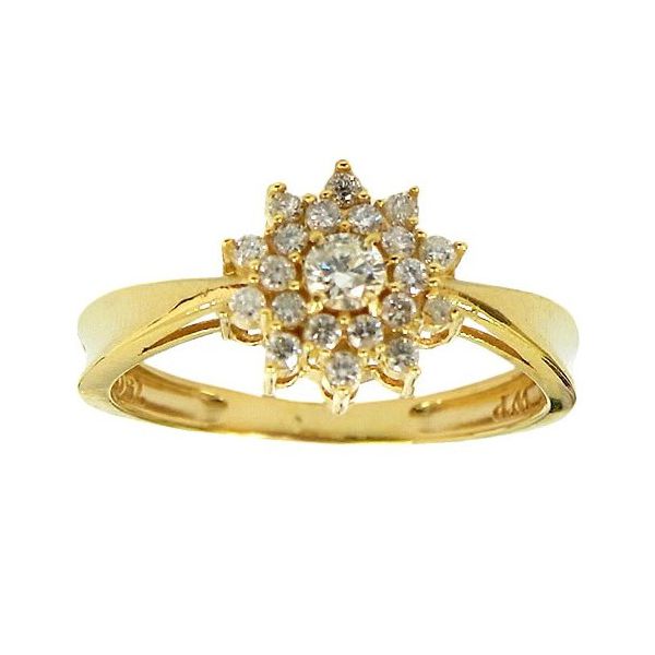 Anel Flor em Ouro 18K cravejado com 21 Brilhantes