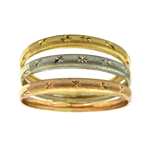 Anel de Ouro 18K Três Cores Feminino 11.1x1.7mm