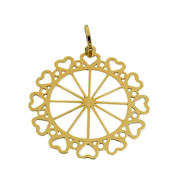 Pingente Mandala de Coração em Ouro 18K 