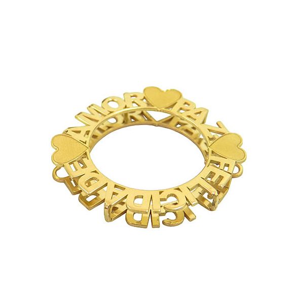 Mandala Dupla Face Paz, Amor e Felicidade Ouro 18K