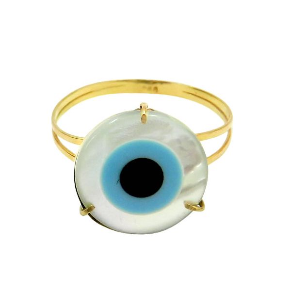 Anel Feminino de Ouro 18K Olho Grego