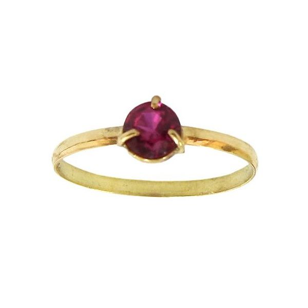 Anel para Criança Ouro 18K com Zircônia Rosa