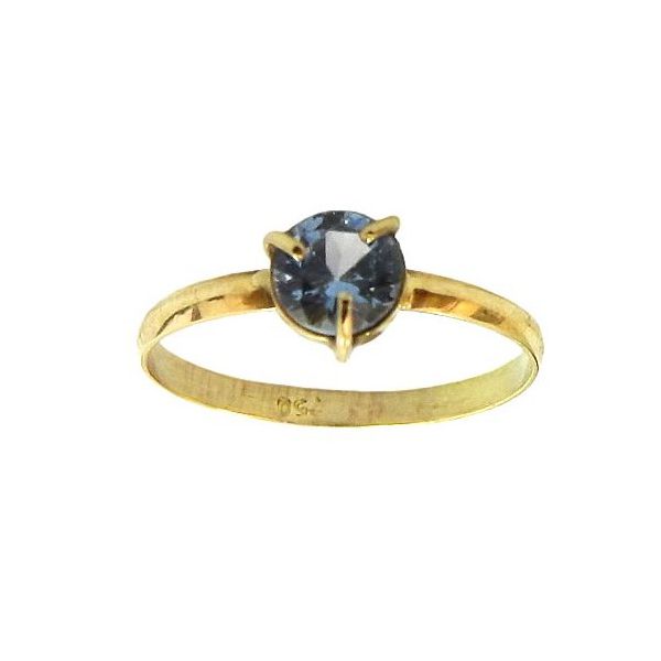 Anel Baby de Ouro 18K com Pedra Azul