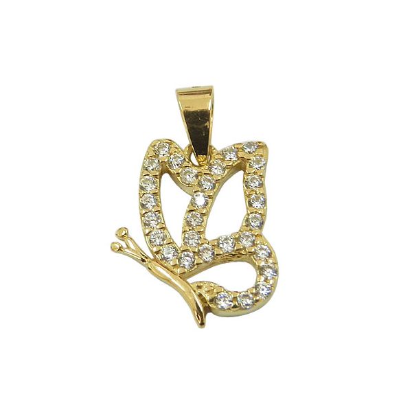 Pingente de Borboleta em Ouro 18K com Zircônia