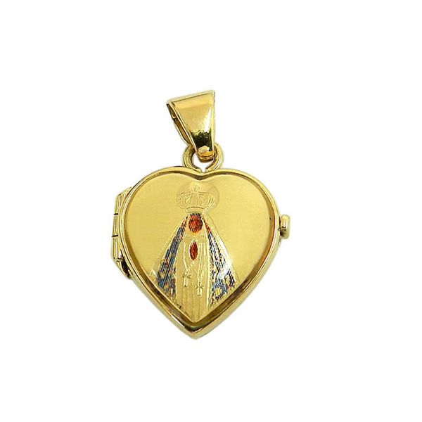 Relicário de Coração Nossa Senhora Aparecida Ouro 18K 
