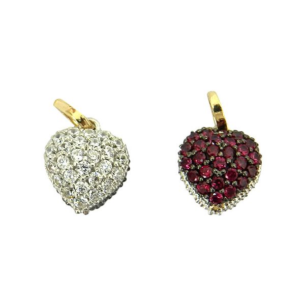 Pingente Coração Dupla Face em Ouro 18K com Zircônia
