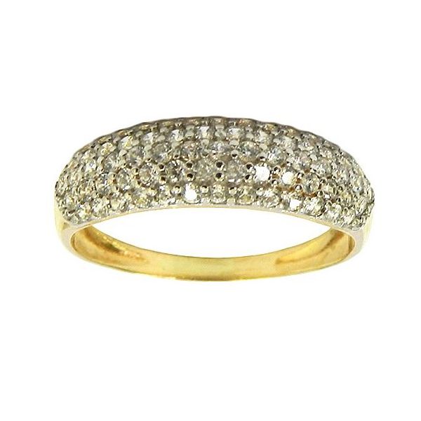 Meia Aliança em Ouro 18K Cravejada com Zirconia