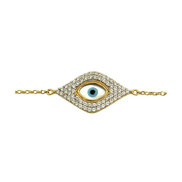 Pulseira de Ouro 18k com Zircônia Olho Grego