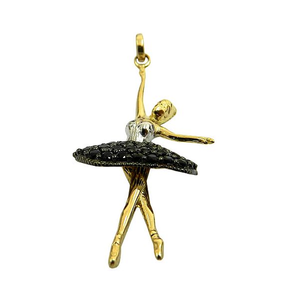 Pingente Bailarina em Ouro 18K com Zircônia Negra