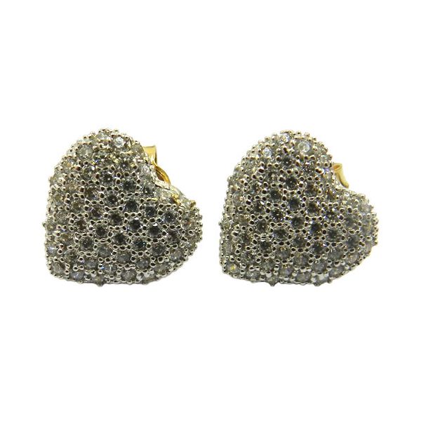Brincos de coração modelo pavê em Ouro 18K com zircônias