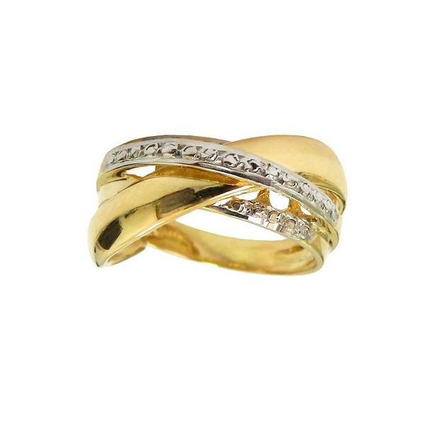 Anel Feminino em Ouro Branco e Ouro Amarelo