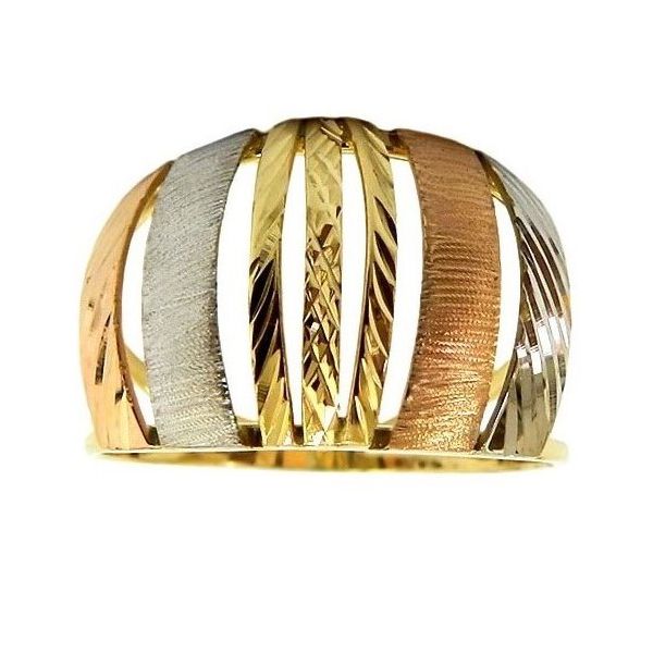 Anel Três Tons em Ouro 18K Feminino 