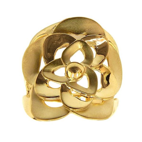 Anel de Flor Fabricado em Ouro 18K 