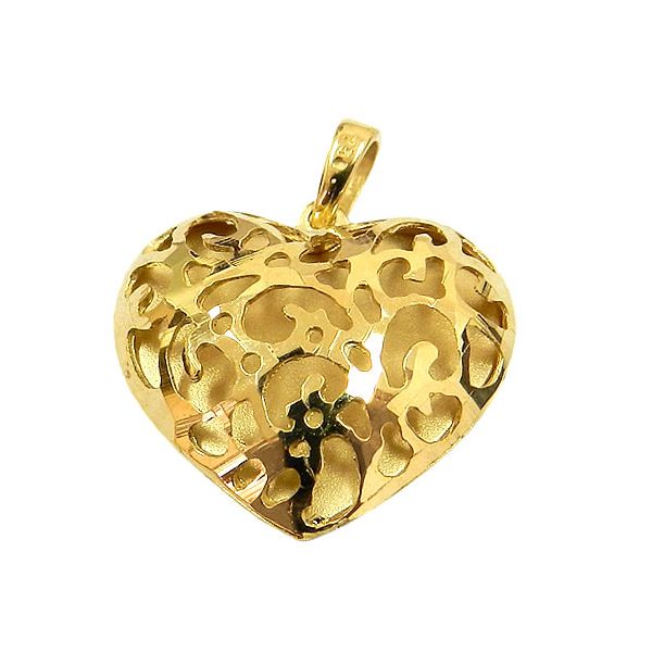 Pingente Coração Vazado em Ouro 18K 14.8x17.2mm