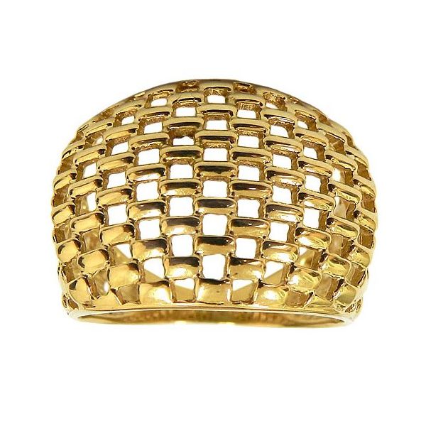 Anel Feminino Largo em Ouro 18K Vazado 