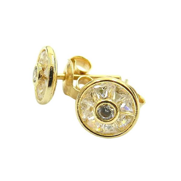 Brinco Redondo em Ouro 18K cravejado com Zircônias