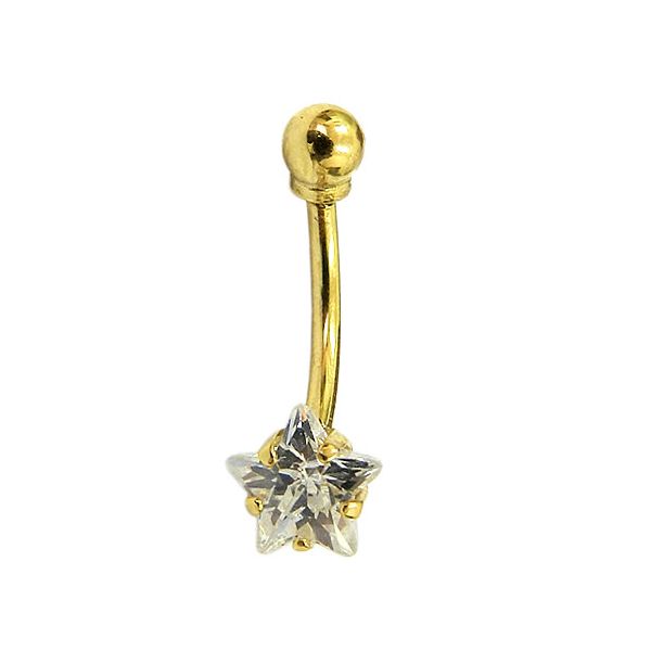 Piercing de Ouro 18K com Estrela de Zircônia