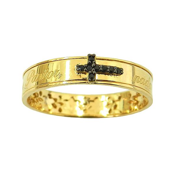Anel O Senhor é Meu Pastor em Ouro 18K 