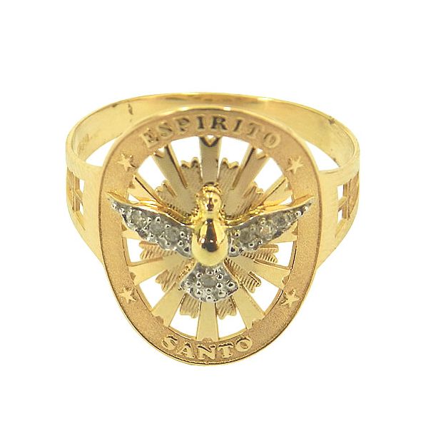 Anel Espírito Santo de Ouro com Brilhantes